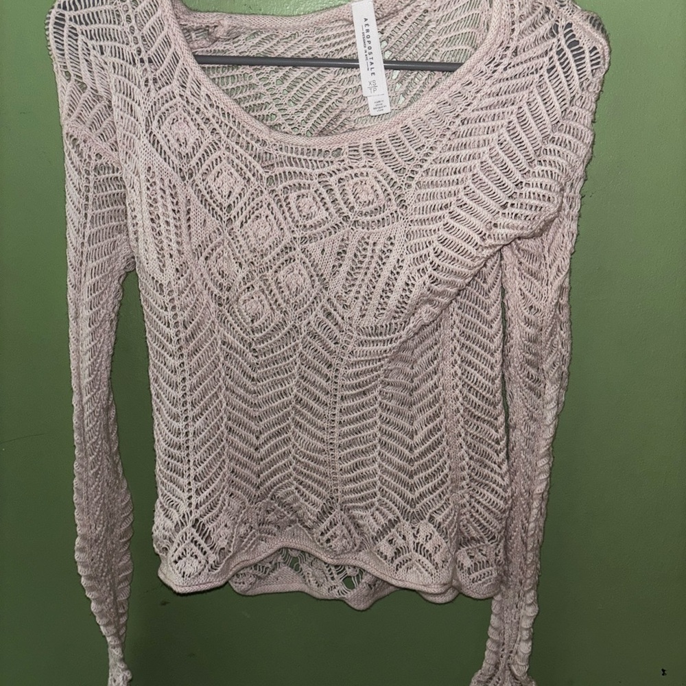 Aeropostale Pink Crochet Sweater